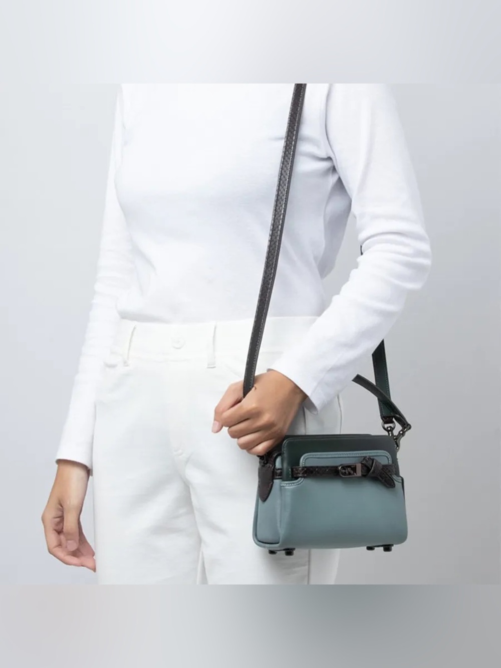 Coach Tate 18 Crossbody With Snakeskin Detail - Picture 2 of 16